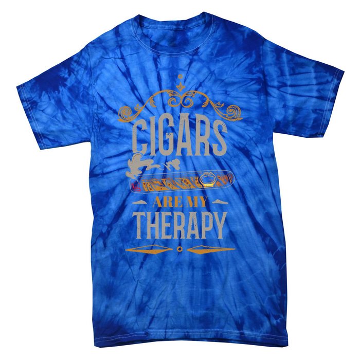 Cigars Are My Therapy Funny Vintage Cigar Gift Tie-Dye T-Shirt