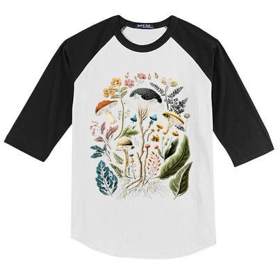 Cottagecore Aesthetic Mushrooms And Plants Kids Colorblock Raglan Jersey