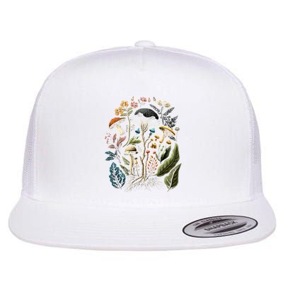 Cottagecore Aesthetic Mushrooms And Plants Flatbill Hat