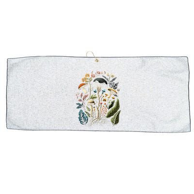 Cottagecore Aesthetic Mushrooms And Plants Large Microfiber Waffle Golf Towel