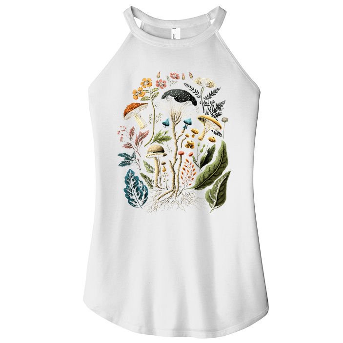 Cottagecore Aesthetic Mushrooms And Plants Women's Perfect Tri Rocker Tank