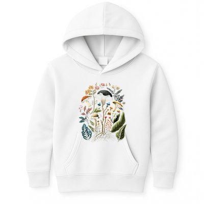 Cottagecore Aesthetic Mushrooms And Plants Kids Hoodie