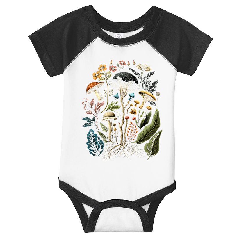 Cottagecore Aesthetic Mushrooms And Plants Infant Baby Jersey Bodysuit