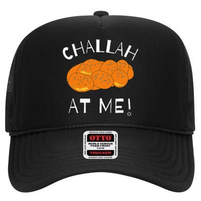 Challah at Me Rosh Hashanah Jewish Hanukkah High Crown Mesh Back Trucker Hat