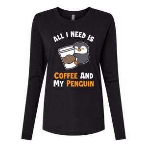 Coffee And My Penguin Sea Bird King Emperor Penguin Gift Womens Cotton Relaxed Long Sleeve T-Shirt