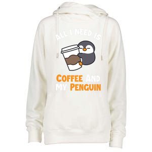 Coffee And My Penguin Sea Bird King Emperor Penguin Gift Womens Funnel Neck Pullover Hood