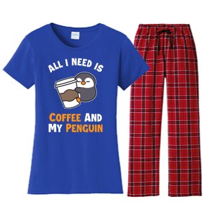 Coffee And My Penguin Sea Bird King Emperor Penguin Gift Women's Flannel Pajama Set