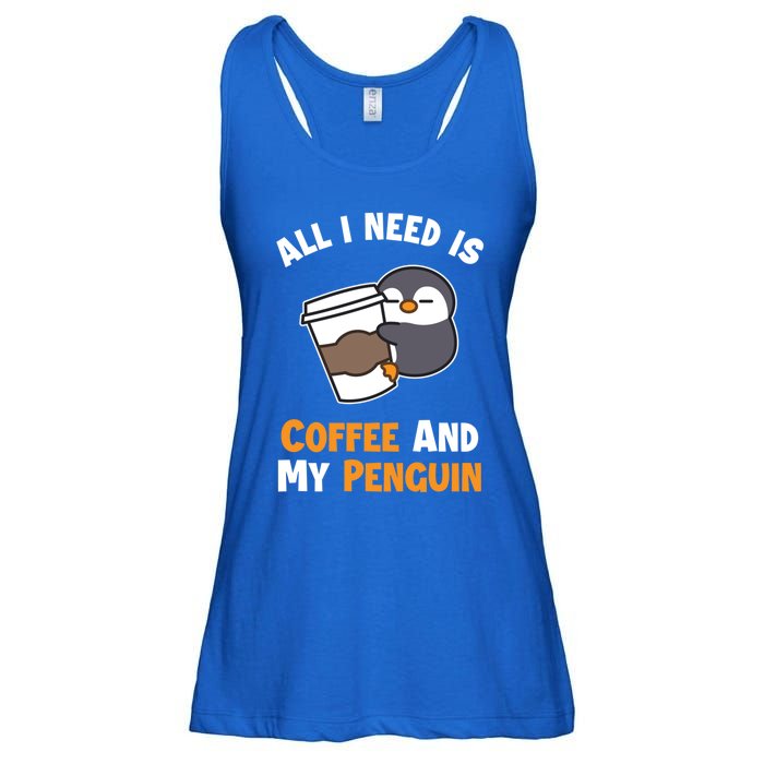 Coffee And My Penguin Sea Bird King Emperor Penguin Gift Ladies Essential Flowy Tank