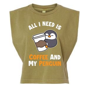 Coffee And My Penguin Sea Bird King Emperor Penguin Gift Garment-Dyed Women's Muscle Tee