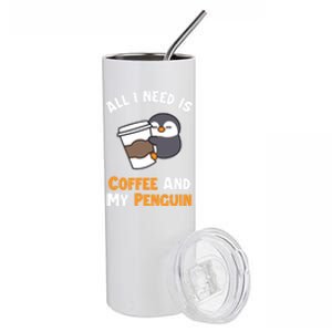 Coffee And My Penguin Sea Bird King Emperor Penguin Gift Stainless Steel Tumbler