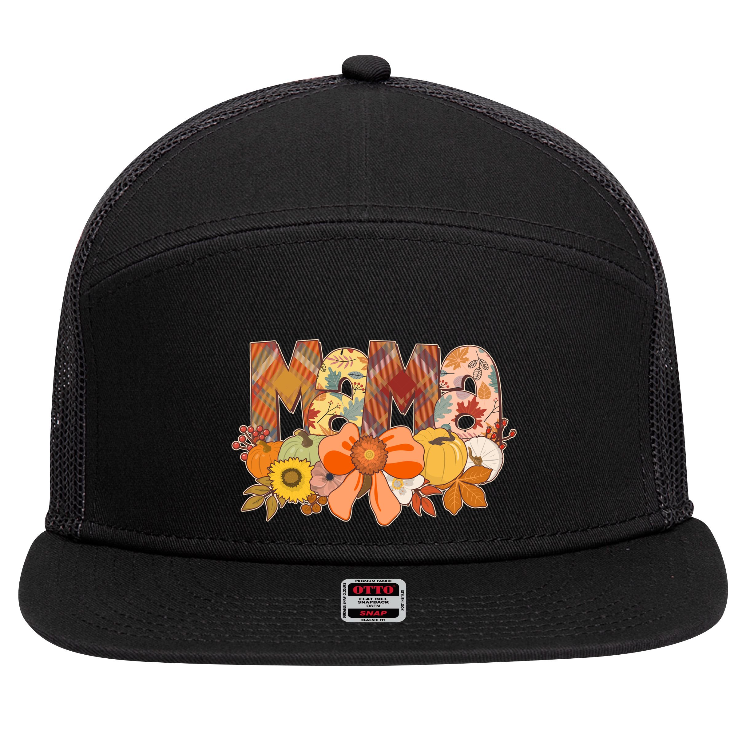Cute Autumn Mama Fall Lover 7 Panel Mesh Trucker Snapback Hat