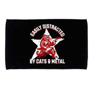 Cats And Metal Fan Music Metalhead Heavy Rock Star Cat Microfiber Hand Towel