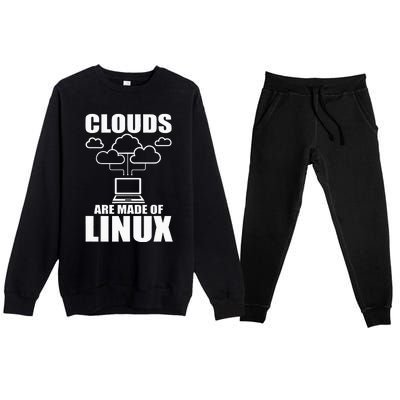 Clouds Are Made Of Linux Programmer Sys Admin Developer Premium Crewneck Sweatsuit Set