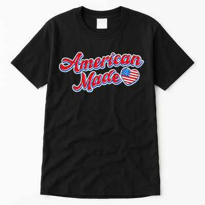 Cute American Made American USA Flag Heart Tall T-Shirt