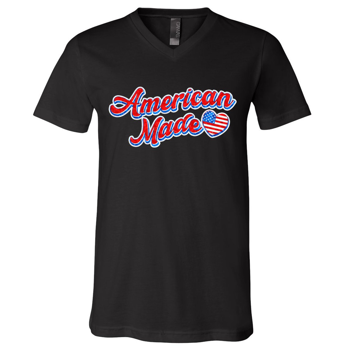 Cute American Made American USA Flag Heart V-Neck T-Shirt