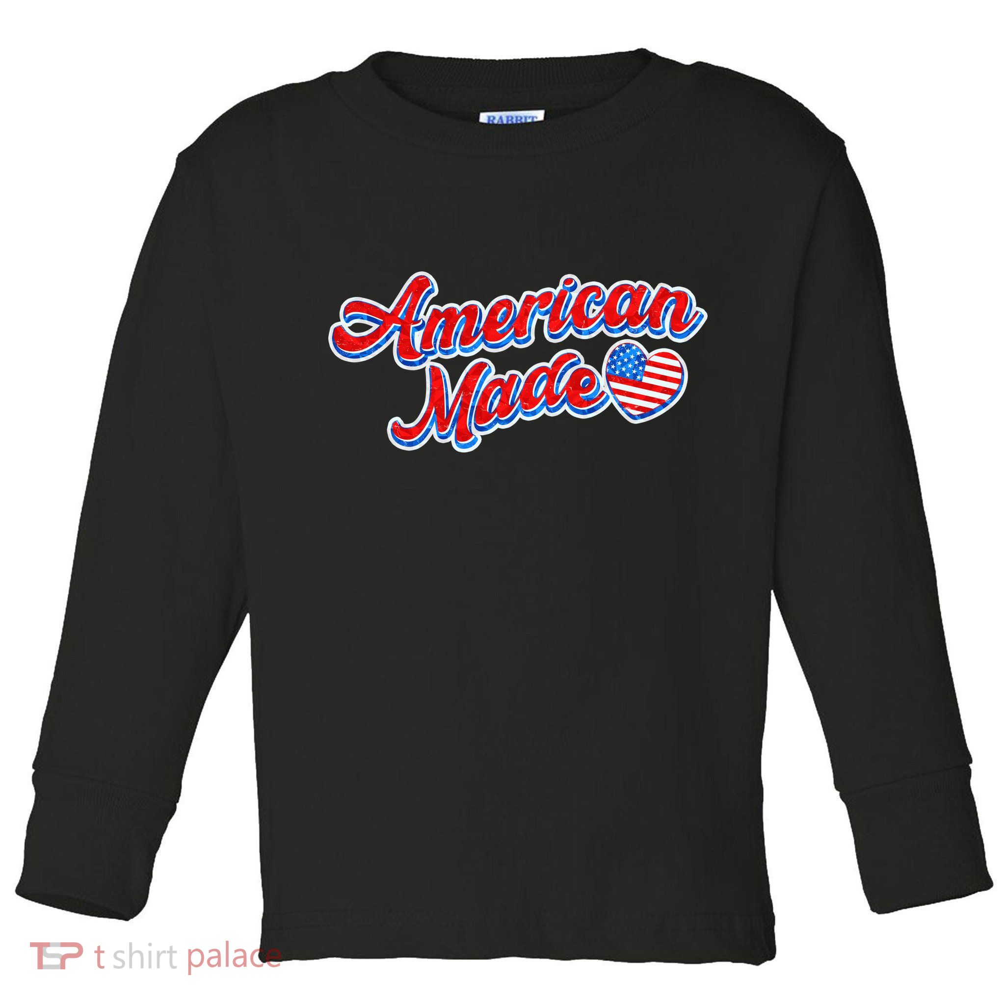 Cute American Made American USA Flag Heart Toddler Long Sleeve Shirt
