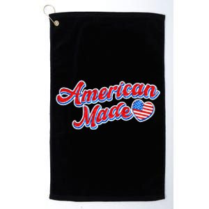 Cute American Made American USA Flag Heart Platinum Collection Golf Towel