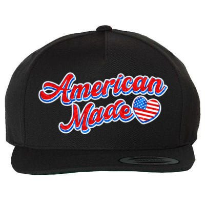 Cute American Made American USA Flag Heart Wool Snapback Cap