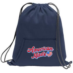 Cute American Made American USA Flag Heart Sweatshirt Cinch Pack Bag