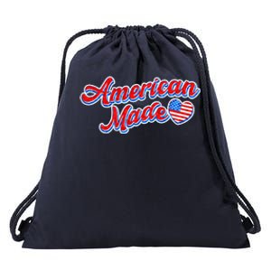 Cute American Made American USA Flag Heart Drawstring Bag