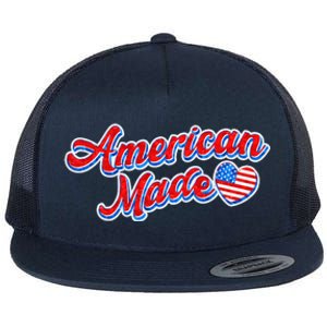 Cute American Made American USA Flag Heart Flat Bill Trucker Hat