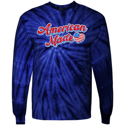 Cute American Made American USA Flag Heart Tie-Dye Long Sleeve Shirt