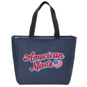 Cute American Made American USA Flag Heart Zip Tote Bag