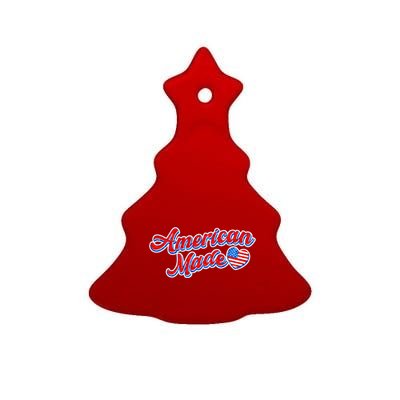 Cute American Made American USA Flag Heart Ceramic Tree Ornament