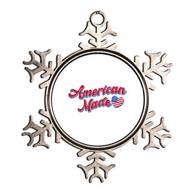 Cute American Made American USA Flag Heart Metallic Star Ornament