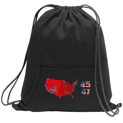 Cool Accurate Map Of 2024 Election Funny 2024 Election 45 47 Sweatshirt Cinch Pack Bag