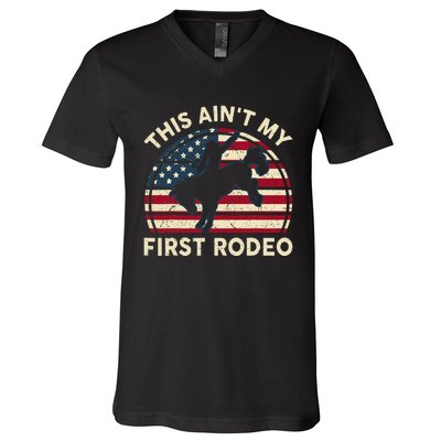 Cowboy Aint My First Rodeo Funny Western Horse Riding V-Neck T-Shirt