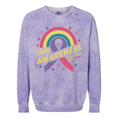 Cmv Awareness Month Ribbon Cmv Awareness Month Rainbow 2024 Gift Colorblast Crewneck Sweatshirt