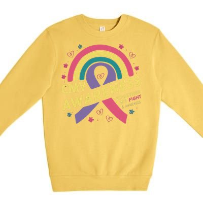 Cmv Awareness Month Ribbon Cmv Awareness Month Rainbow 2024 Gift Premium Crewneck Sweatshirt