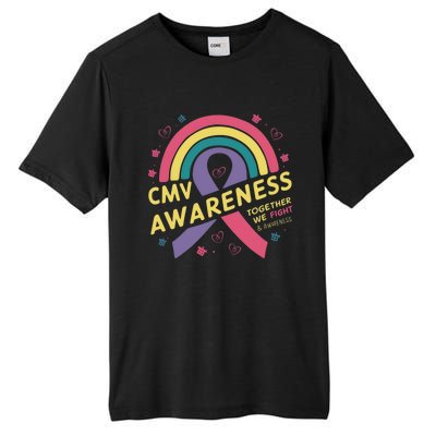 Cmv Awareness Month Ribbon Cmv Awareness Month Rainbow 2024 Gift Tall Fusion ChromaSoft Performance T-Shirt