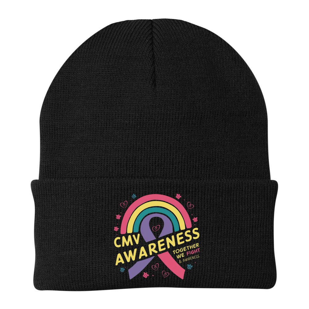Cmv Awareness Month Ribbon Cmv Awareness Month Rainbow 2024 Gift Beanie