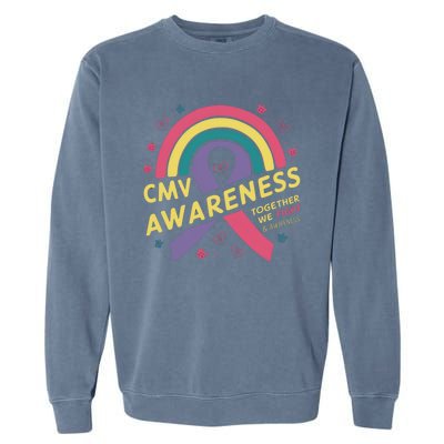 Cmv Awareness Month Ribbon Cmv Awareness Month Rainbow 2024 Gift Garment-Dyed Sweatshirt