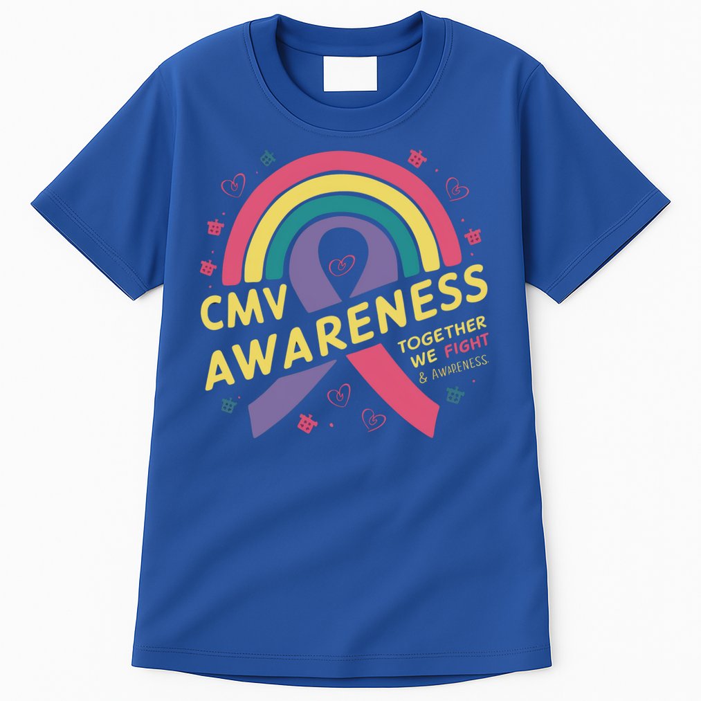 Cmv Awareness Month Ribbon Cmv Awareness Month Rainbow 2024 Gift Tall T-Shirt