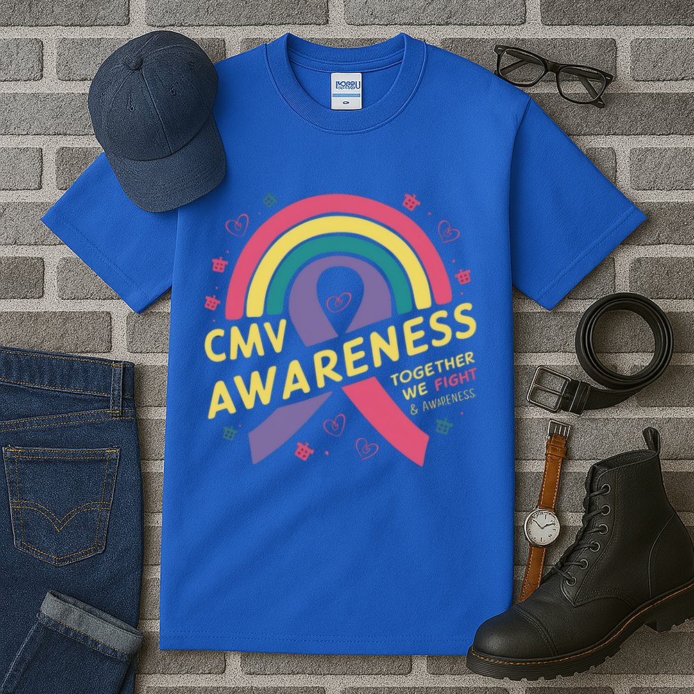 Cmv Awareness Month Ribbon Cmv Awareness Month Rainbow 2024 Gift Tall T-Shirt