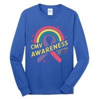 Cmv Awareness Month Ribbon Cmv Awareness Month Rainbow 2024 Gift Tall Long Sleeve T-Shirt