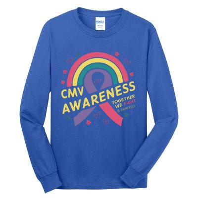 Cmv Awareness Month Ribbon Cmv Awareness Month Rainbow 2024 Gift Tall Long Sleeve T-Shirt