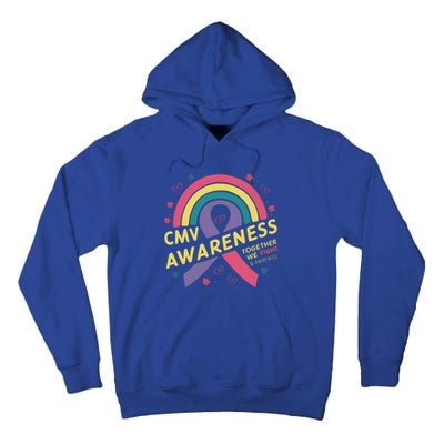 Cmv Awareness Month Ribbon Cmv Awareness Month Rainbow 2024 Gift Tall Hoodie