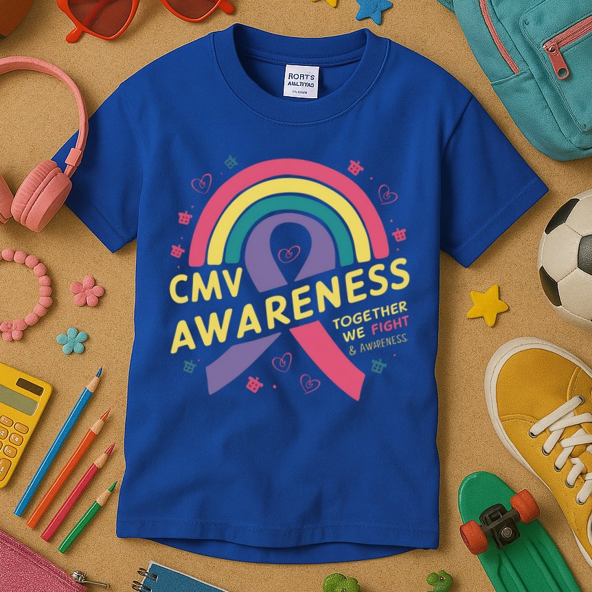 Cmv Awareness Month Ribbon Cmv Awareness Month Rainbow 2024 Gift Kids T-Shirt