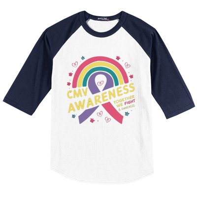 Cmv Awareness Month Ribbon Cmv Awareness Month Rainbow 2024 Gift Baseball Sleeve Shirt