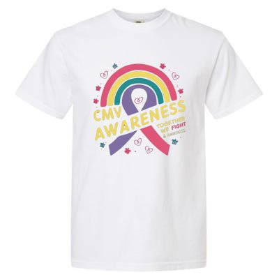 Cmv Awareness Month Ribbon Cmv Awareness Month Rainbow 2024 Gift Garment-Dyed Heavyweight T-Shirt