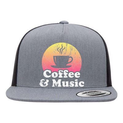 Coffee And Music Flat Bill Trucker Hat