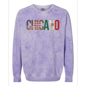 Chicano American Mexican Patriotic Chicano Colorblast Crewneck Sweatshirt