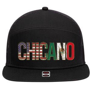 Chicano American Mexican Patriotic Chicano 7 Panel Mesh Trucker Snapback Hat