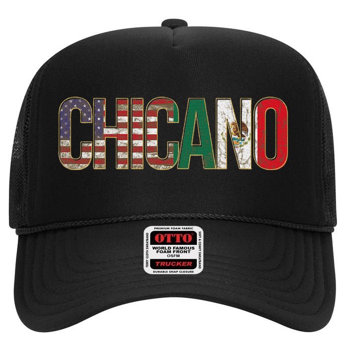 Chicano American Mexican Patriotic Chicano High Crown Mesh Back Trucker Hat