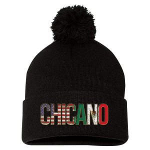 Chicano American Mexican Patriotic Chicano Pom Pom 12in Knit Beanie