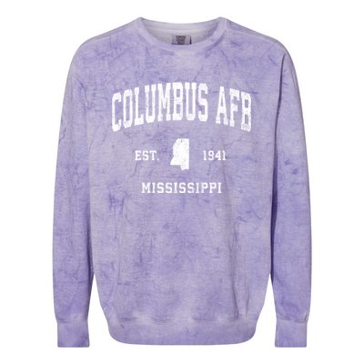 Columbus Afb Mississippi Ms Vintage Established Athletic Sports Colorblast Crewneck Sweatshirt